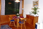 Esszimmer des rustikale Holzbungalows im Reiterdorf Lüneburger Heide für 2 Personen